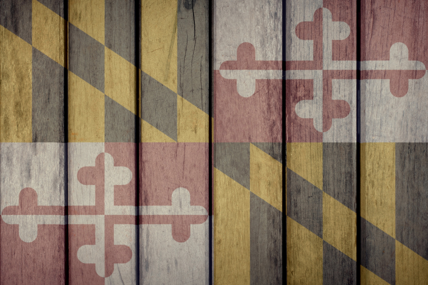 US State Maryland Flag Wooden Fence